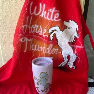 # 0657* 16 0z 473 ml Purple Travel Mug White Horse Thunder' ( WHT)